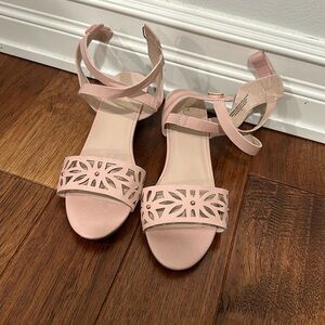 Pink low sandal heel girls dressy shoe
